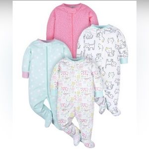 Onesies Brand Baby Girl Sleep 'n Play Footed Pajamas, 3 Pack
